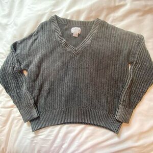 Gray V-Neck Women's Sweater
